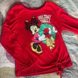 Disney Red Minnie Mouse Holiday Long Sleeve Tee